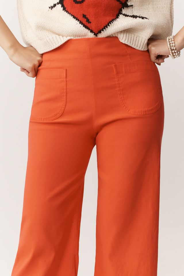 I Pantaloni Crop a Gamba Larga con Orlo a Balze in Tessuto Magico Colette di Maeve #1