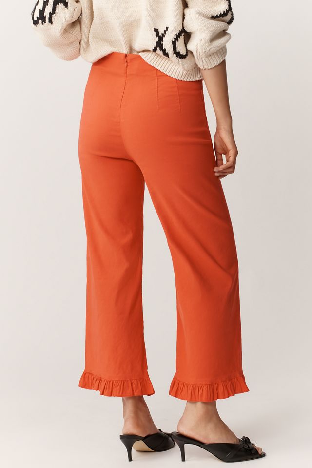 I Pantaloni Crop a Gamba Larga con Orlo a Balze in Tessuto Magico Colette di Maeve #3