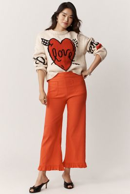 Die Colette Magic Fabric Cropped Schlaghosen mit Rüschensaum von Maeve