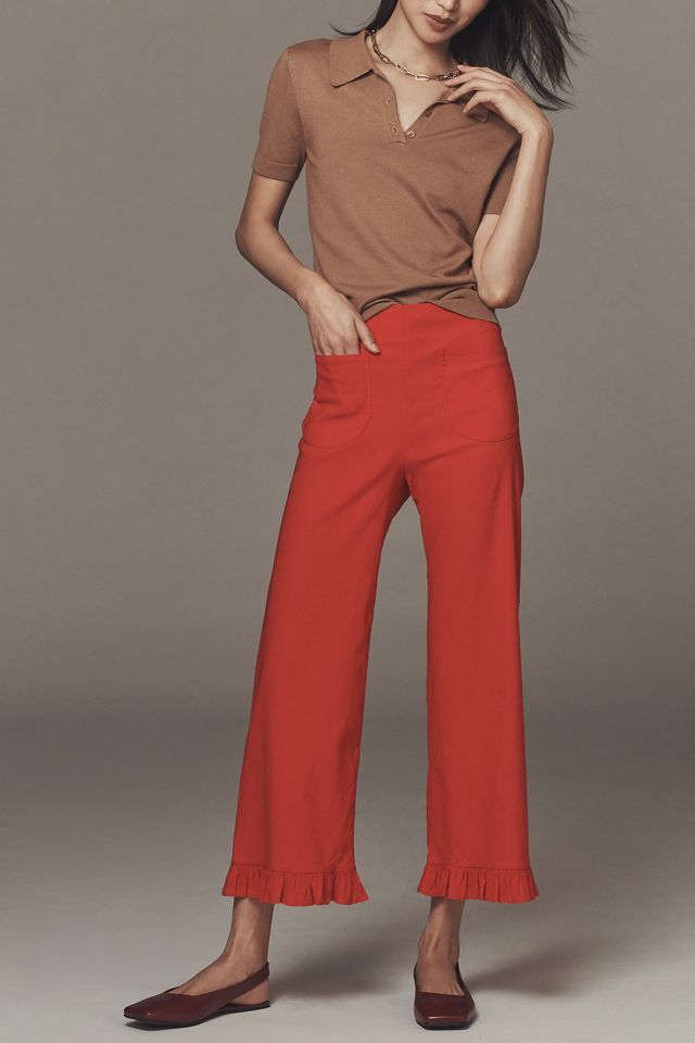 The Colette Magic Fabric Ruffle-Hem Crop Wide-Leg Pants by Maeve #1