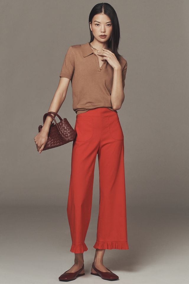 The Colette Magic Fabric Ruffle-Hem Crop Wide-Leg Pants by Maeve #3