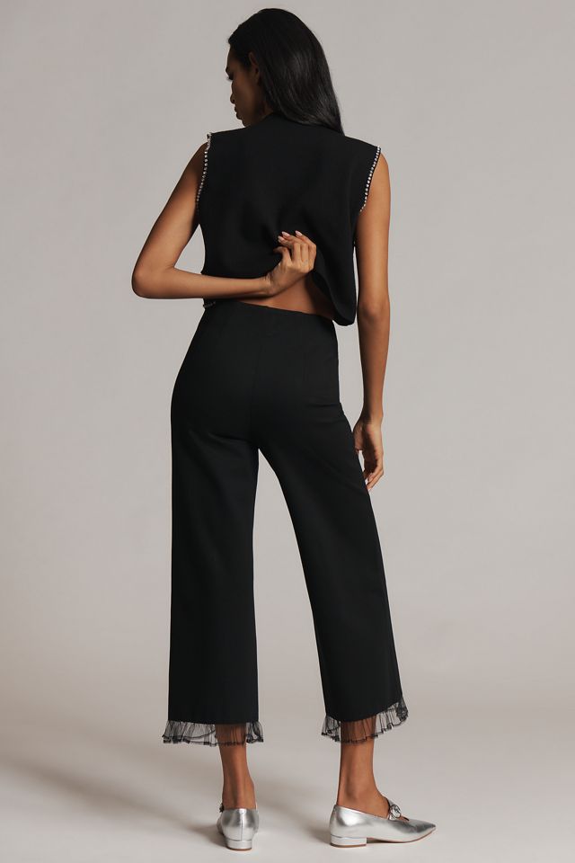 The Colette Ruffle-Hem Crop Wide-Leg Pants by Maeve #4
