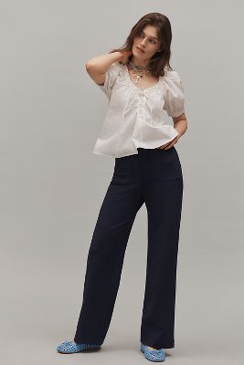 The Colette Full-Length Wide-Leg Pants by Maeve: Knit Edition