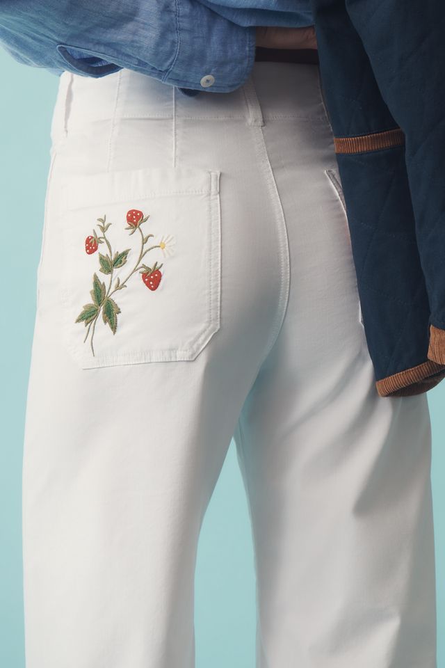 The Colette Cropped Wide-Leg Trousers by Maeve: Embroidered Edition  #1