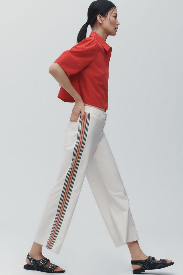 Anthropologie ★ Maeve The Ettie High-Rise Crop Pants Maeve The Ettie High-Rise Crop Wide-Leg Jeans: Bold Stripe