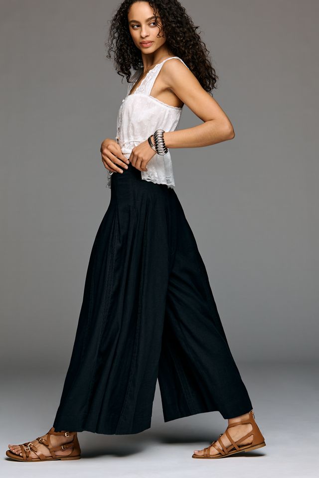 By Anthropologie Linen Blend Pleated Wide-Leg Pants #2
