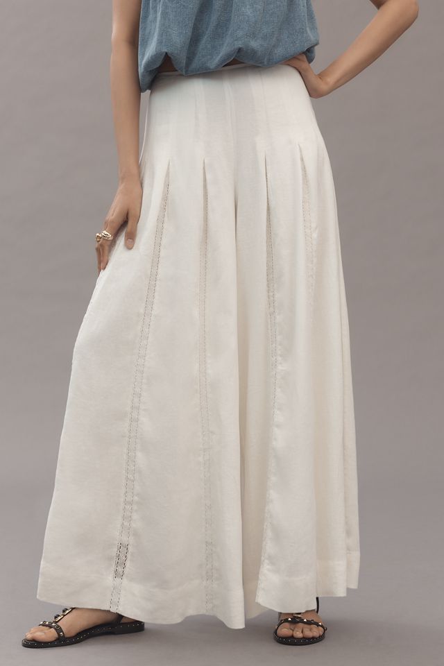 By Anthropologie Linen Blend Pleated Wide-Leg Pants #1