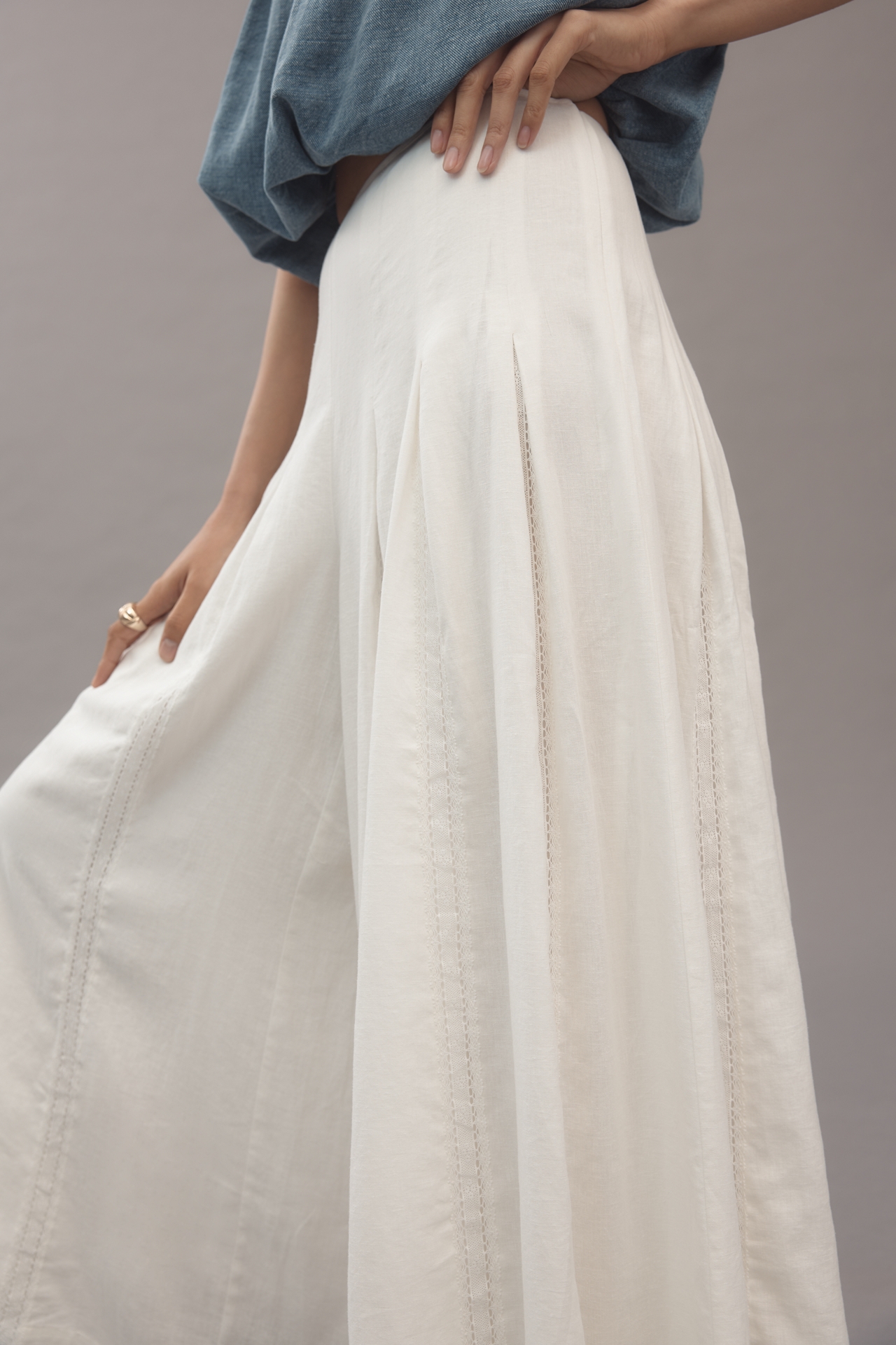 By Anthropologie Linen Blend Pleated Wide-Leg Pants