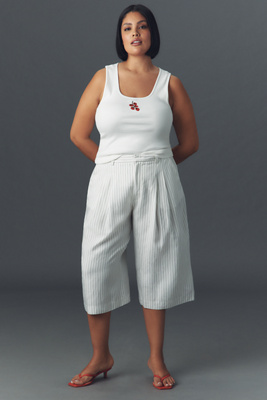 The Avery Pleated Wide-Leg Trousers by Maeve: Linen Culotte Edition Pants
