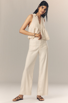 The Colette Linen Full-Length Wide-Leg Pants by Maeve product page