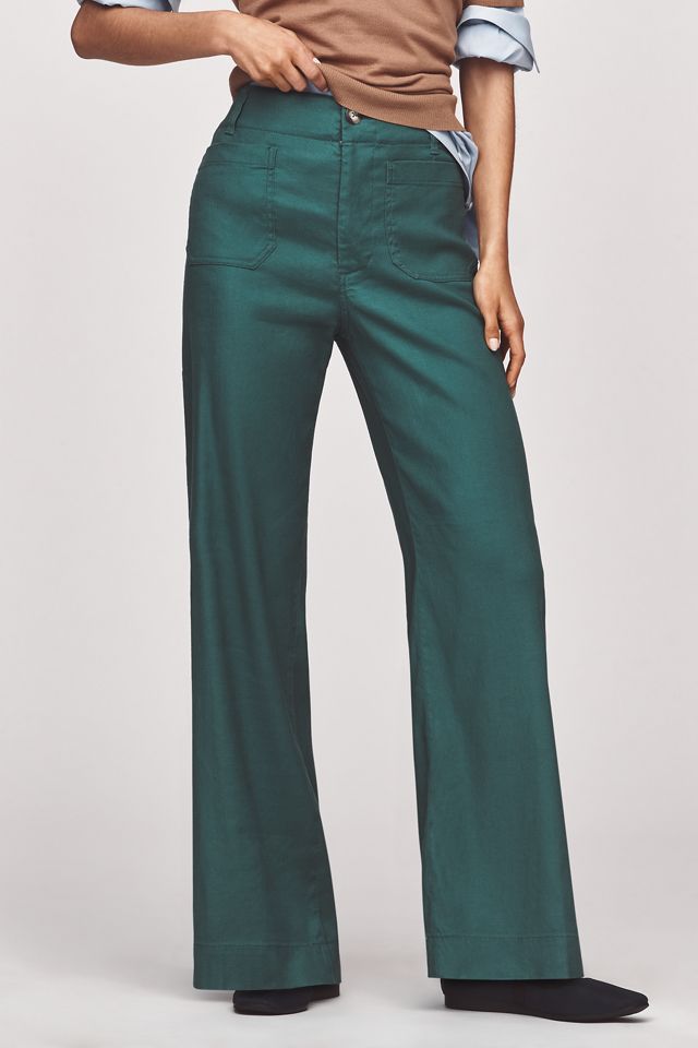 The Colette Linen Full-Length Wide-Leg Pants by Maeve #1
