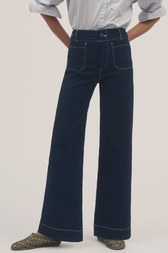 The Colette Contrast-Stitch Full-Length Wide-Leg Pants by Maeve: Magic Fabric Edition #5