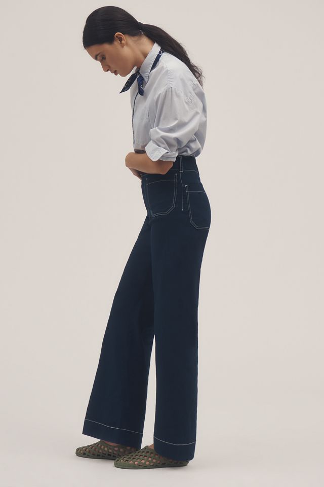 The Colette Contrast-Stitch Full-Length Wide-Leg Pants by Maeve: Magic Fabric Edition #6