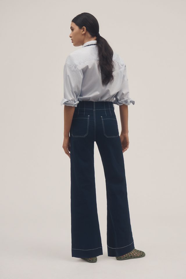 The Colette Contrast-Stitch Full-Length Wide-Leg Pants by Maeve: Magic Fabric Edition #4