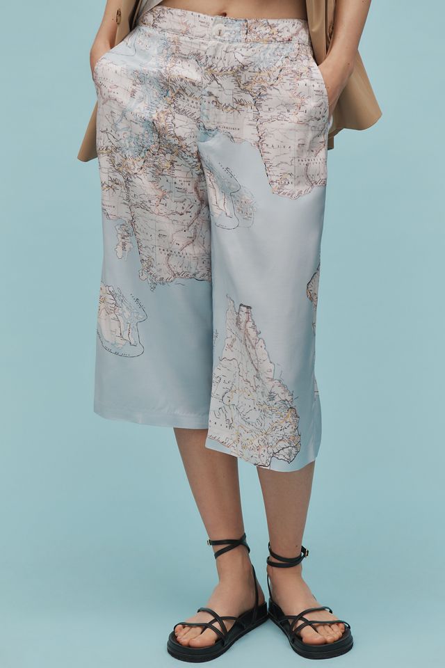 Maeve Draped Printed Gaucho Pants #1
