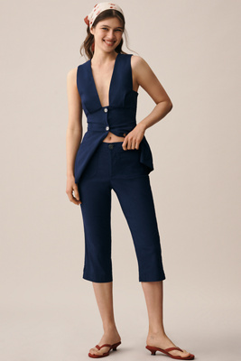 Linen Blend Capri Pants