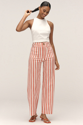 Anthropologie The Nephthys Illustrated! Colette Crop Wide-leg Pants By Maeve