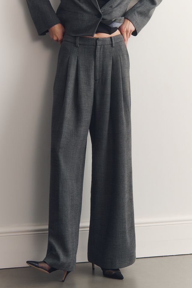The Avery Houndstooth Pleated Wide-Leg Trousers by Maeve #1