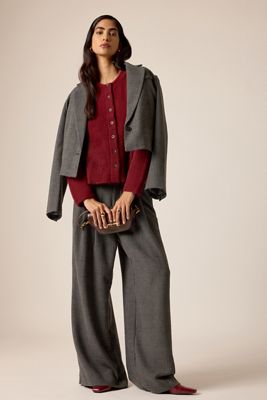 Los Pantalones Anchos Plisados Avery de Pata de Gallo de Maeve