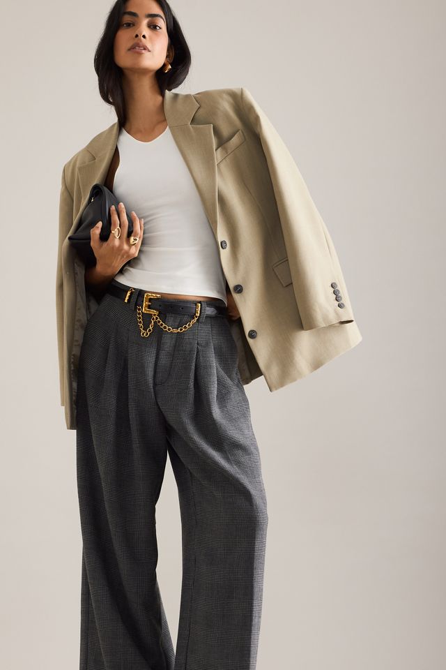 The Avery Houndstooth Pleated Wide-Leg Trousers by Maeve #4