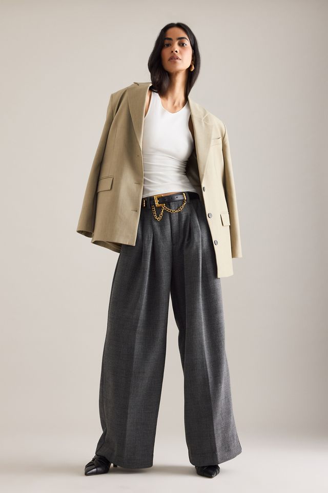 The Avery Houndstooth Pleated Wide-Leg Trousers by Maeve #5