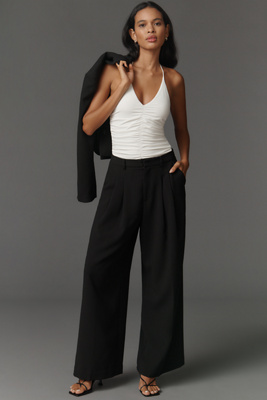 Maeve The Avery Wide-leg Pleated Trousers By  Pants In Black