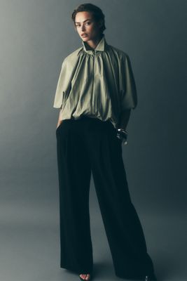 Avery Wide-Leg Pleated Trousers by Maeve