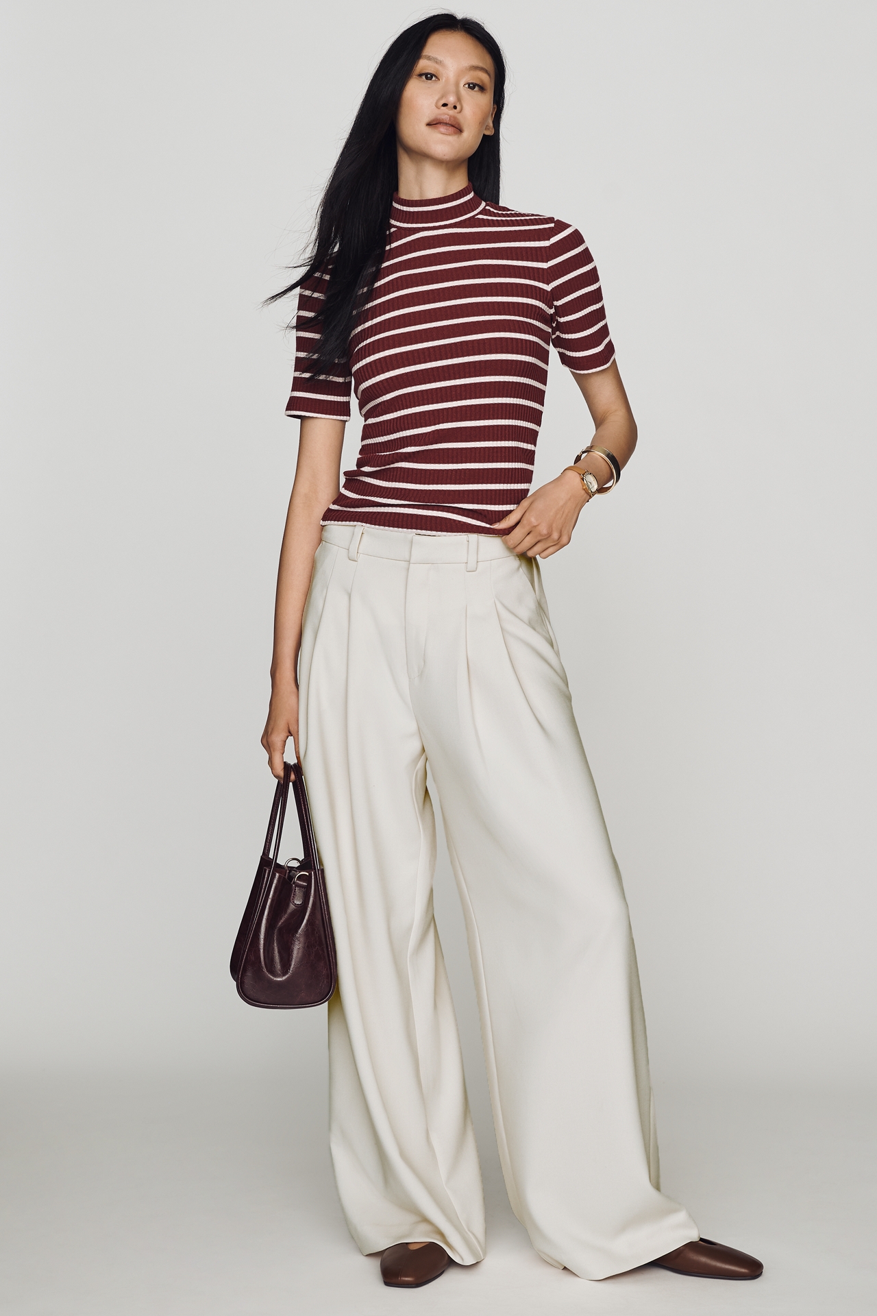 Avery Wide-Leg Pleated Trousers by Maeve