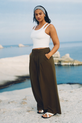 The Avery Wide-Leg Pleated Trousers by Maeve