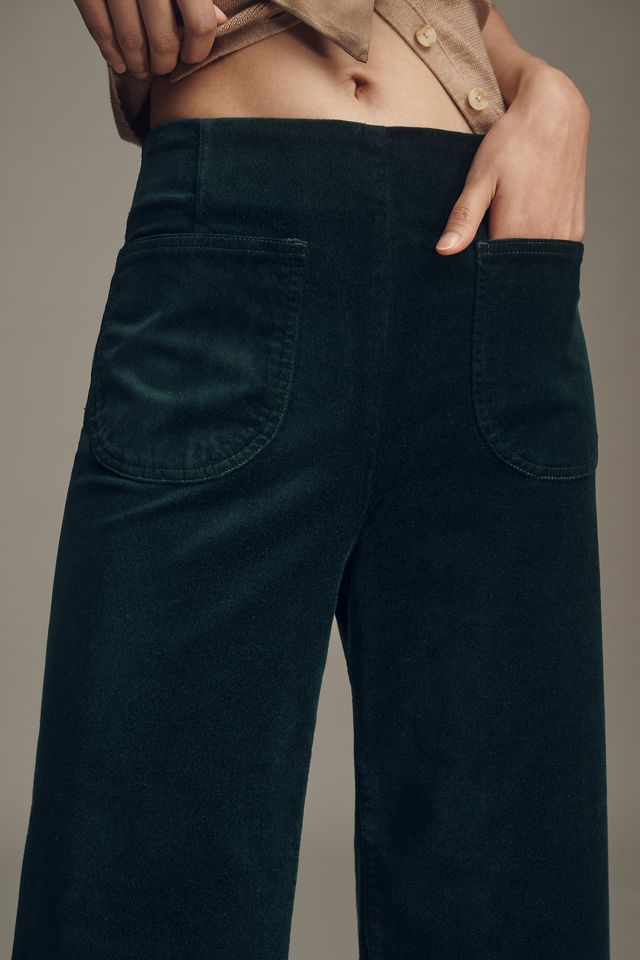 The Colette Crop Velvet Ruffle-Hem Pants by Maeve #2