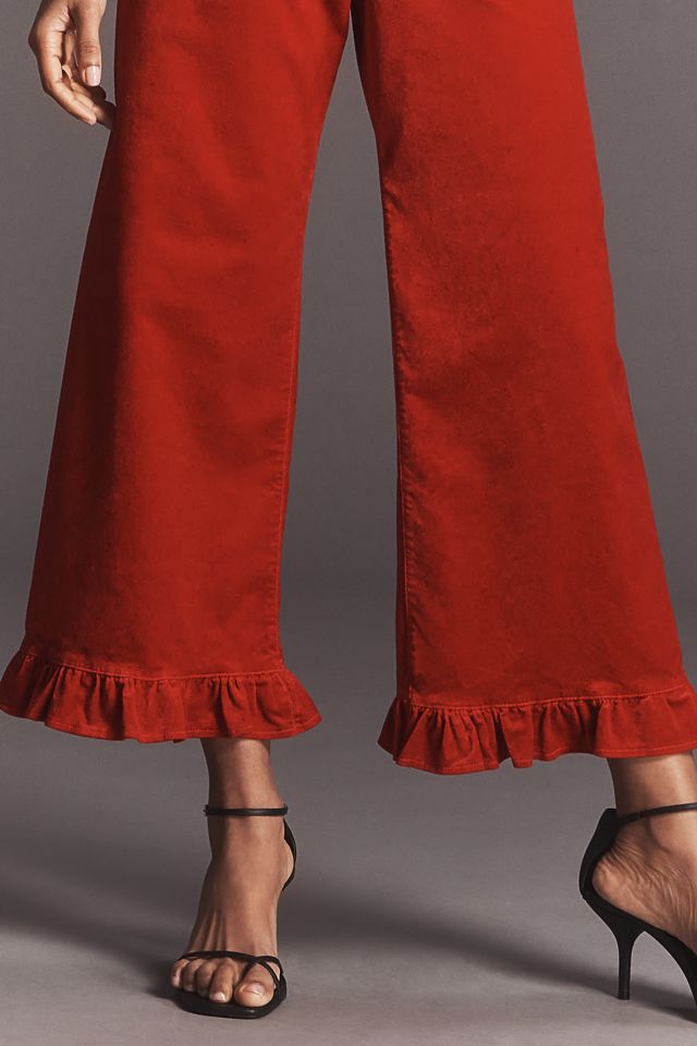 The Colette Crop Velvet Ruffle-Hem Pants by Maeve #2