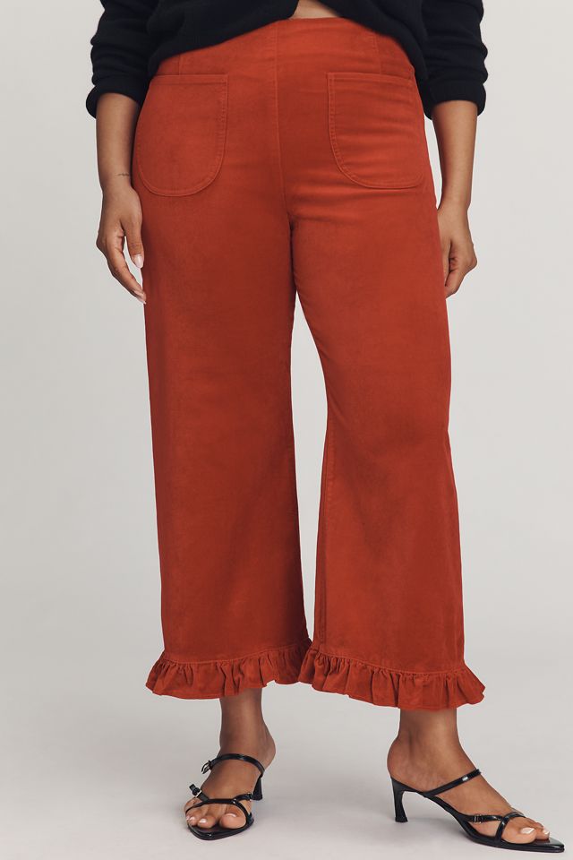 The Colette Crop Velvet Ruffle-Hem Pants by Maeve #5