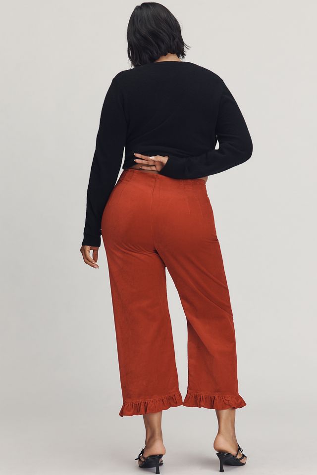 The Colette Crop Velvet Ruffle-Hem Pants by Maeve #7