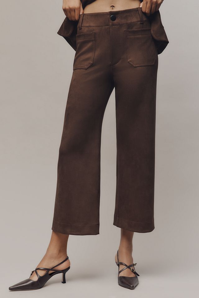 The Colette Crop Suede High-Rise Wide-Leg Pants by Maeve #1
