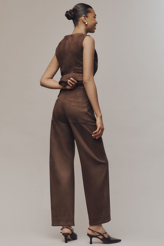 The Colette Crop Suede High-Rise Wide-Leg Pants by Maeve #3