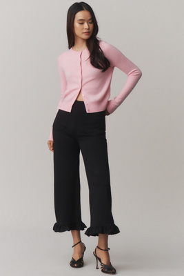 Maeve The Colette Ruffle-hem Wide-leg Pants By  In Black