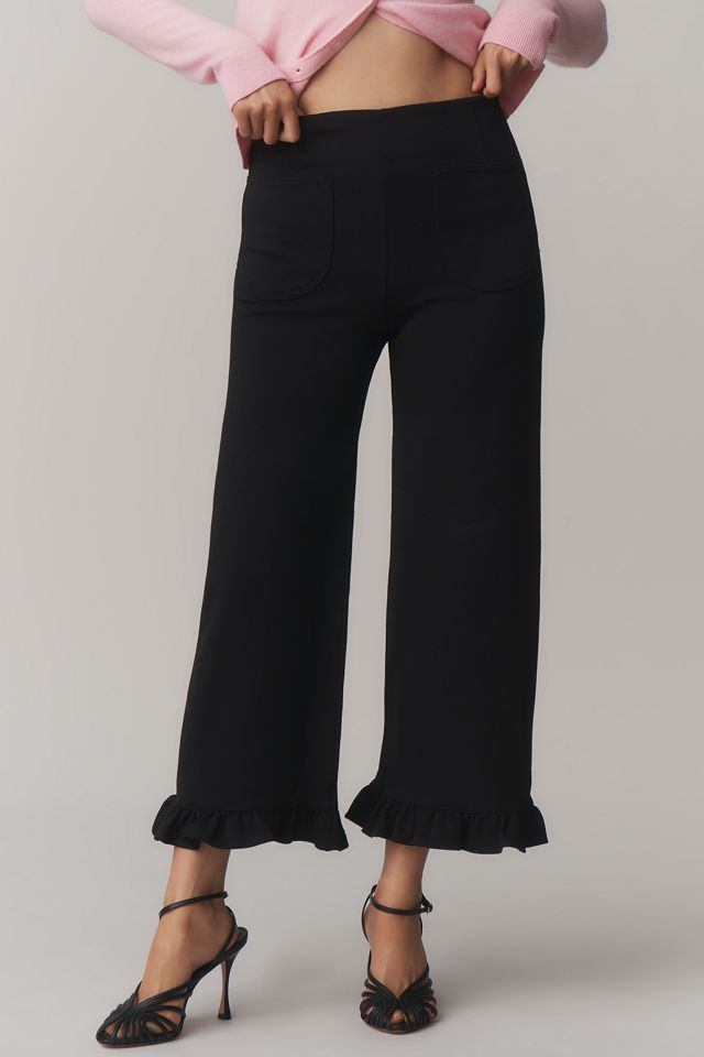 The Colette Ruffle-Hem Knit Wide-Leg Pants by Maeve #1