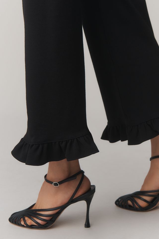 The Colette Ruffle-Hem Knit Wide-Leg Pants by Maeve #3