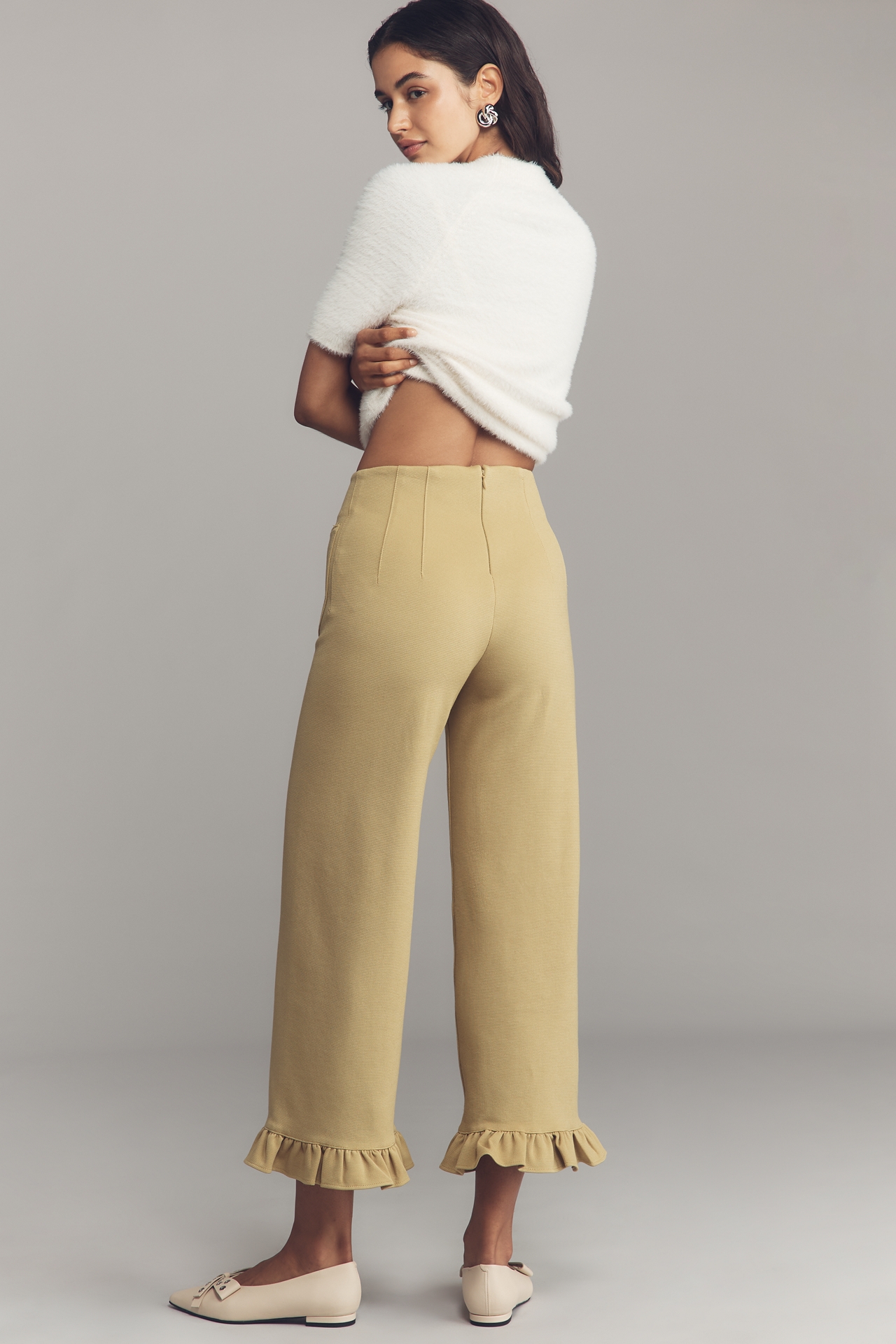 The Colette Ruffle-Hem Wide-Leg Pants by Maeve
