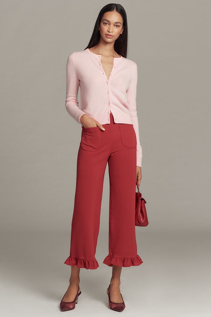 The Colette Ruffle-Hem Wide-Leg Trousers by Maeve