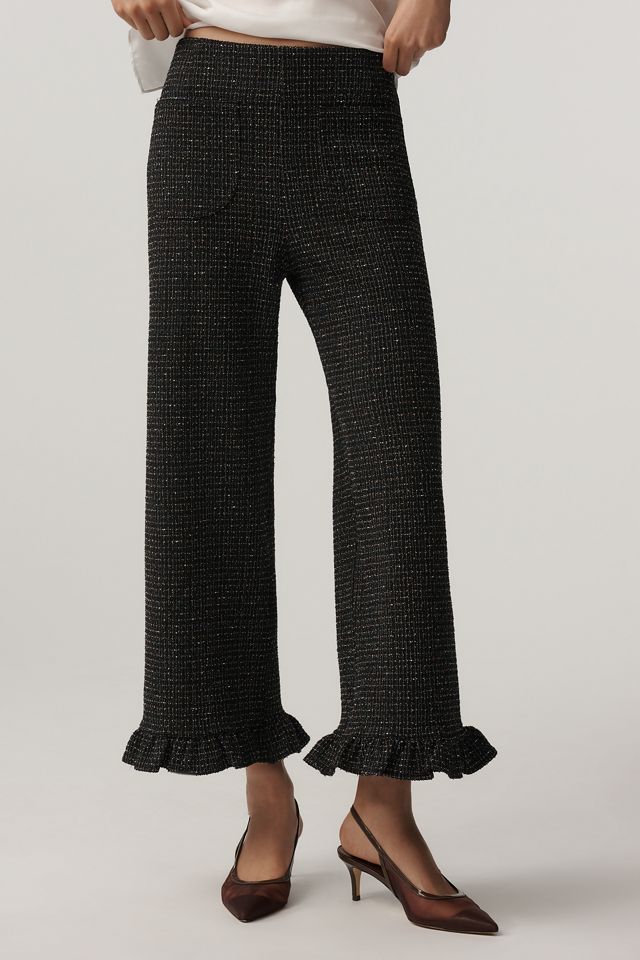 The Colette Crop Tweed Ruffle-Hem Pants by Maeve #1