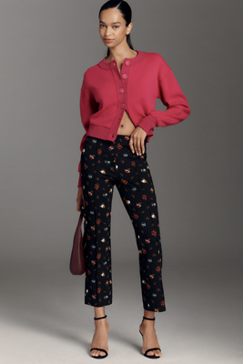 Maeve The Poppy Printed Kick-flare Pull-on Pants By  In Black
