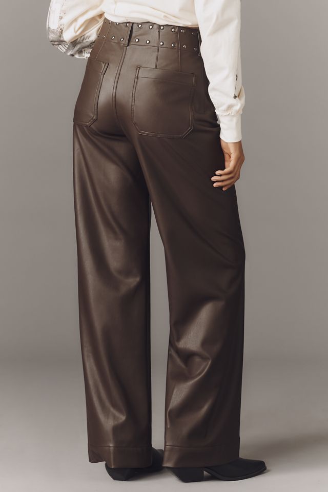The Colette Full-Length Faux-Leather Studded Trousers by Maeve #3