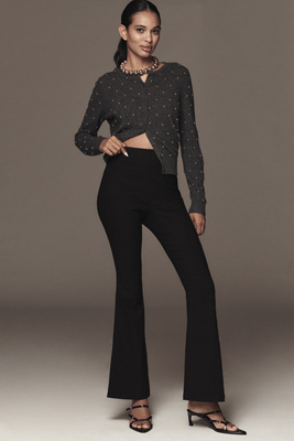 By Anthropologie High-rise Flare Trousers In Black