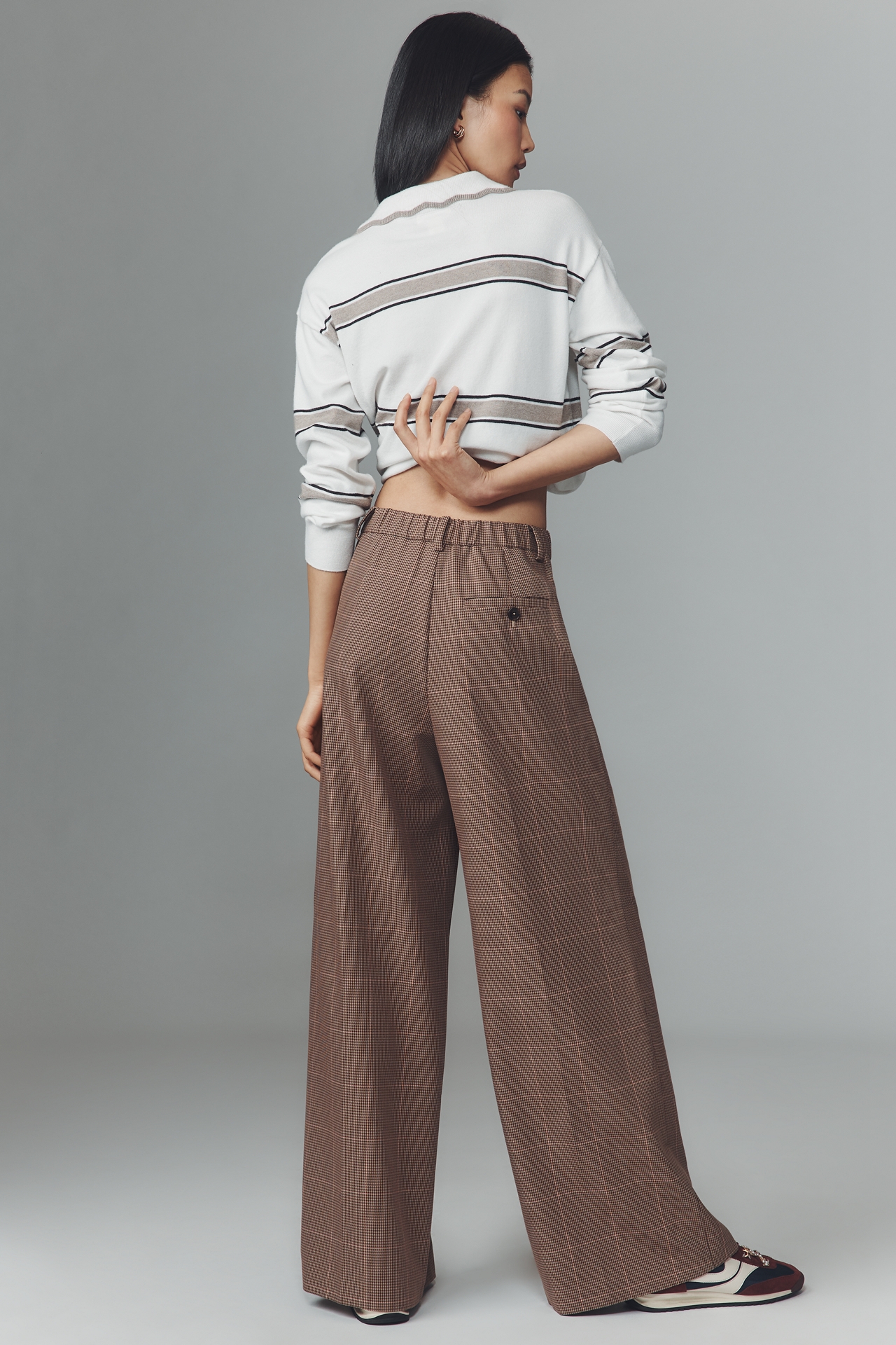 The Avery Plaid Wide-Leg Trousers by Maeve
