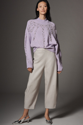 Maeve Sparkle Crop Barrel Pant In Multi