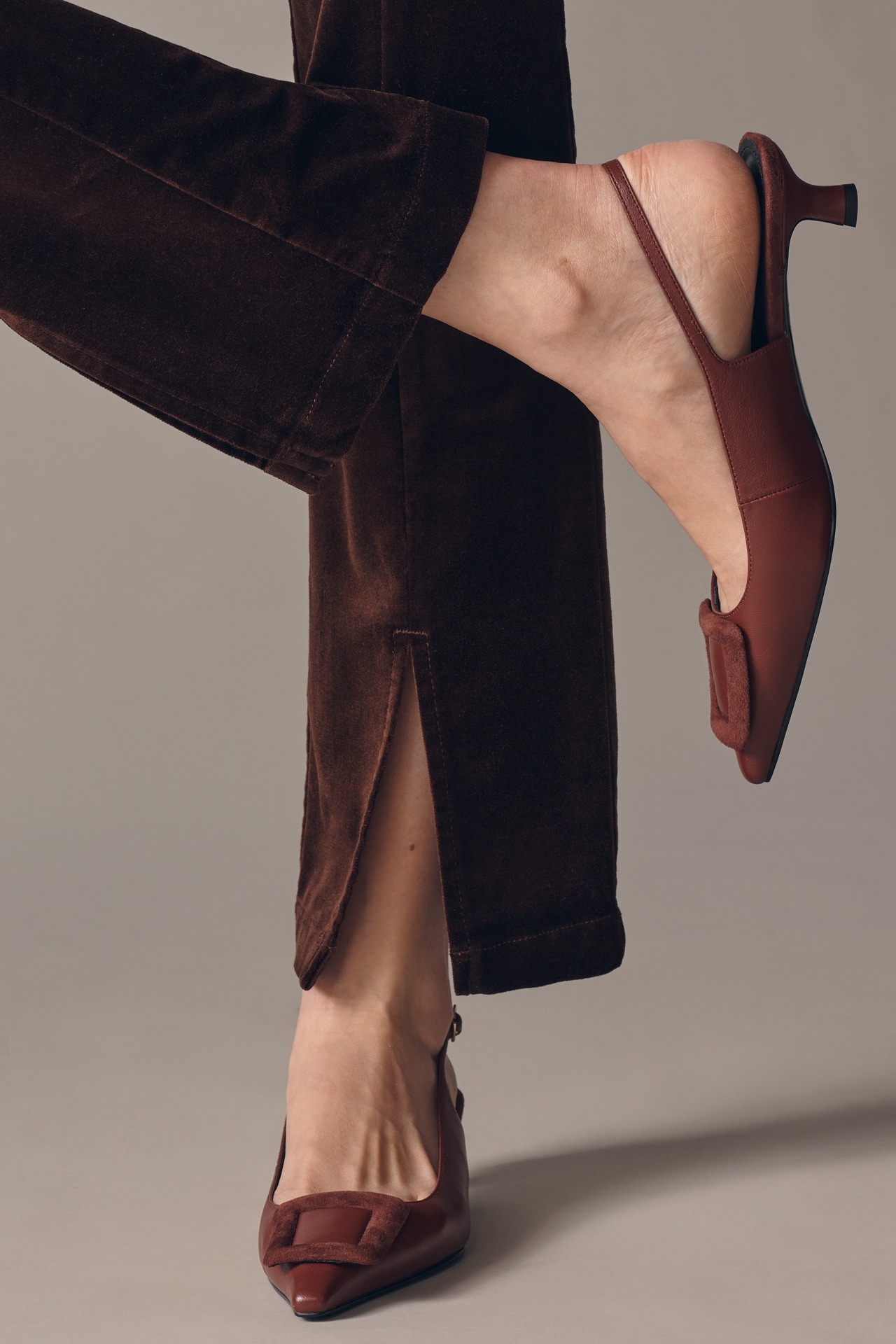 Maeve High-Rise Split-Front Velvet Skinny Pants