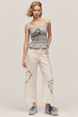 The Colette Linen-Blend Crop Love Notes Trousers by Maeve