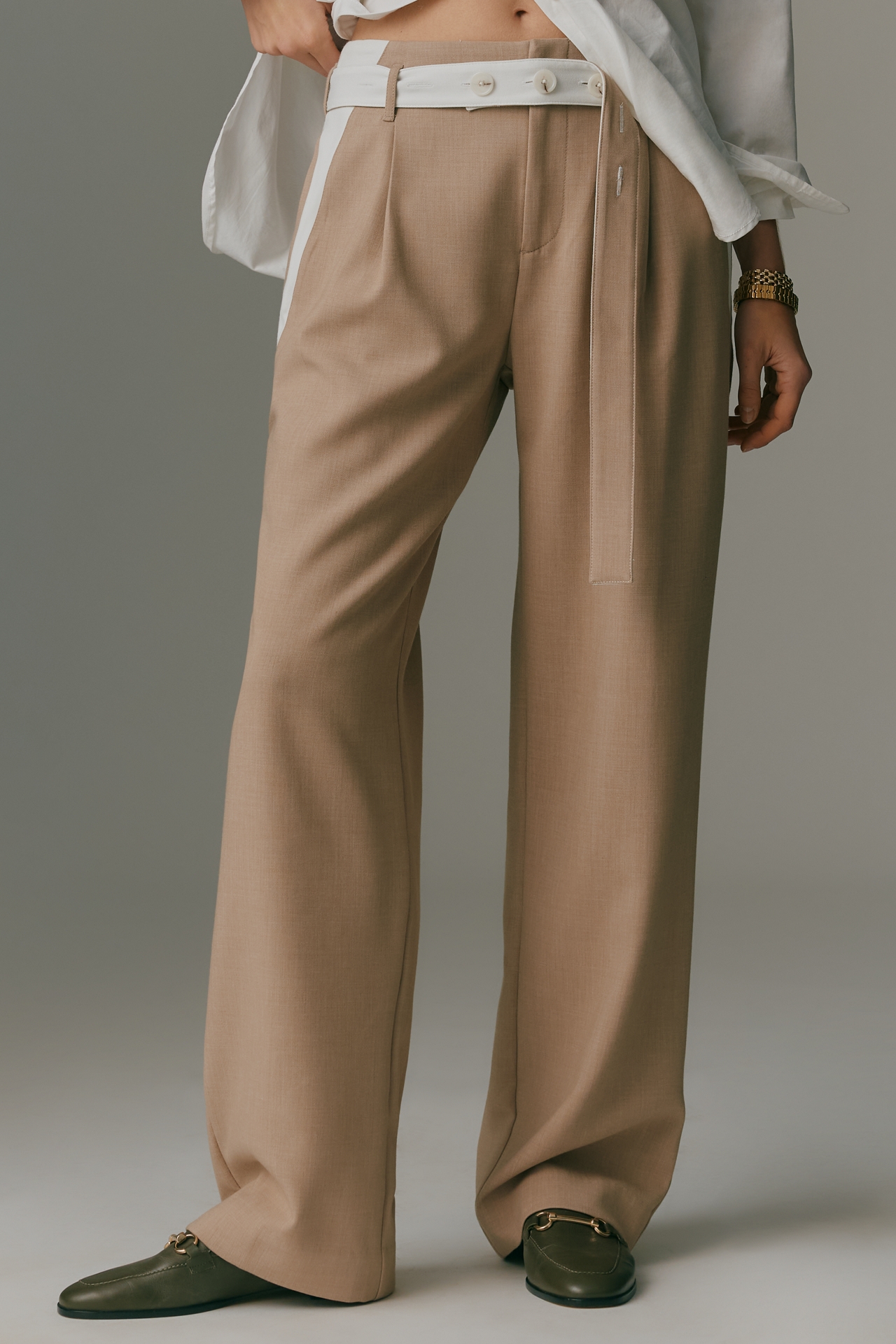 Maeve Tapered High-Rise Belt Trousers