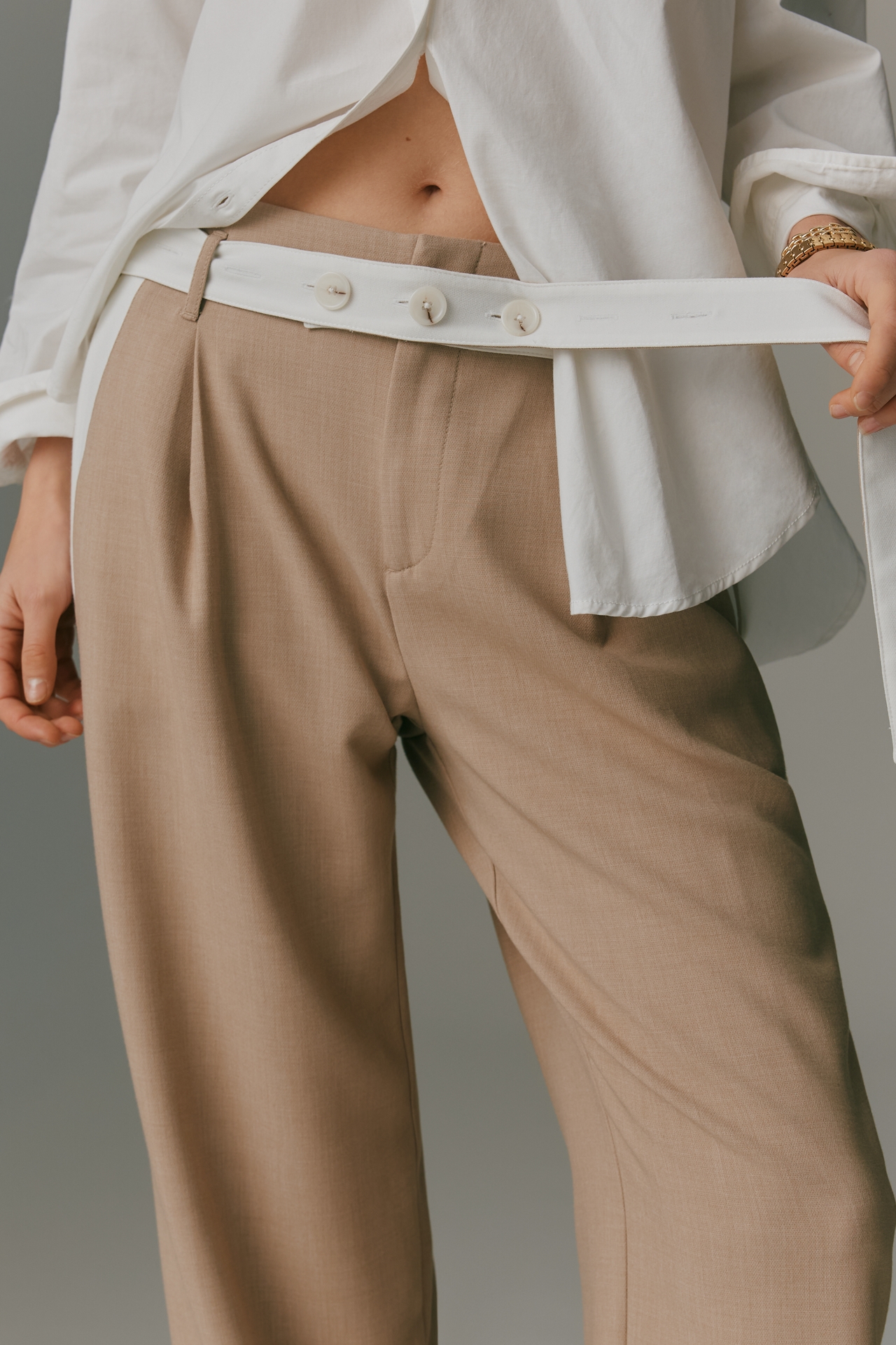 Maeve Tapered High-Rise Belt Trousers